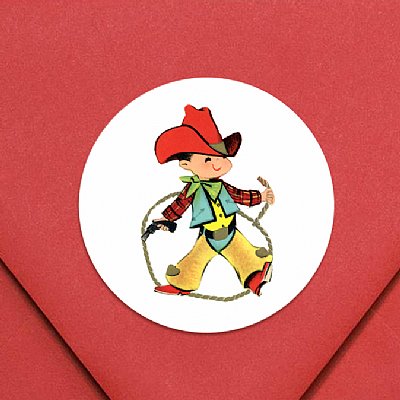 Buckaroo Cowboy Circle Stickers