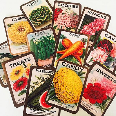 Vintage Seed Buffet & Party Signs (Bohemian Bunny Collection)