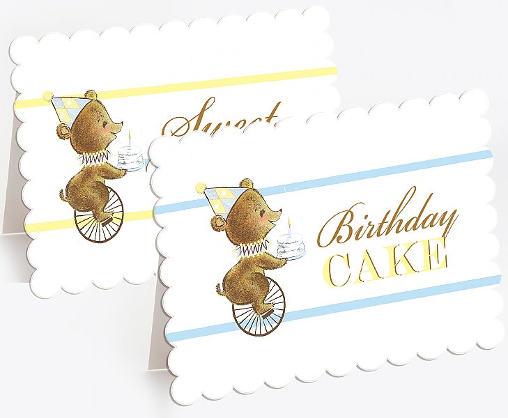 First Birthday Bear Boy Scallop Buffet Signs