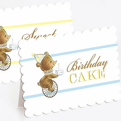 First Birthday Bear Boy Scallop Buffet Signs