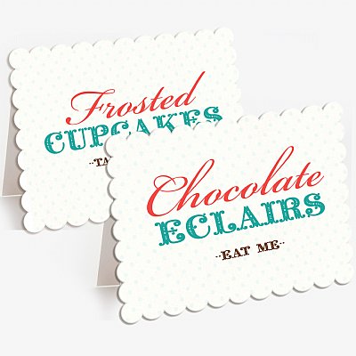 Pastel Alice in Wonderland Buffet & Party Signs