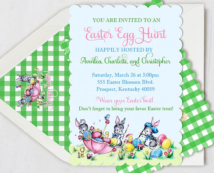 Bunnies with Brushes Invitation