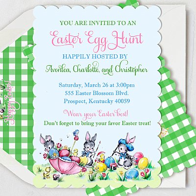 Bunnies with Brushes Invitation