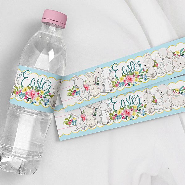 Easter Bunnies Water Bottle Labels