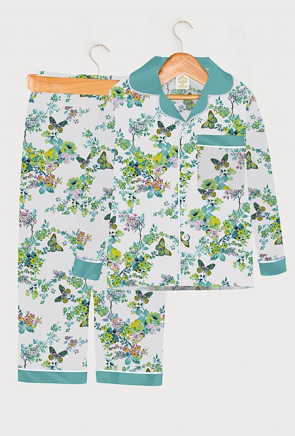 Satin PJ Set in Butterfly Dream Chintz