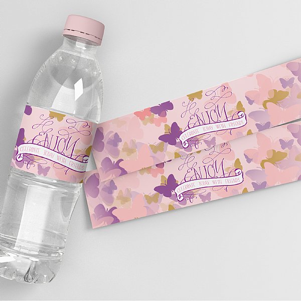 Butterfly Wings Water Bottle Labels