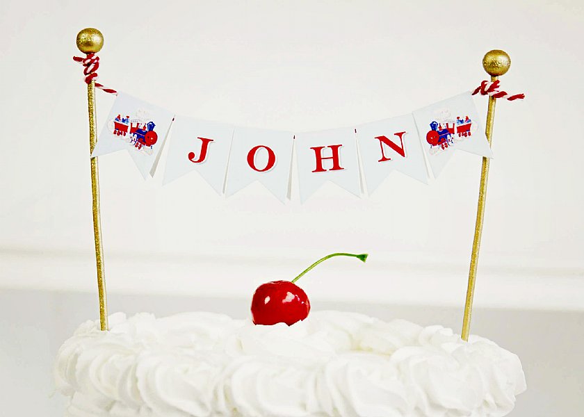 Train Cake Bunting Banner