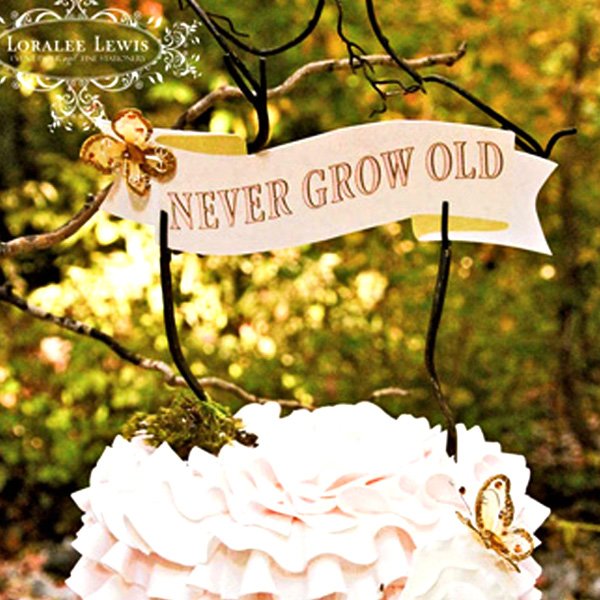 Pixie Fairy 9"  Never Grow Old Scroll Cake Banner