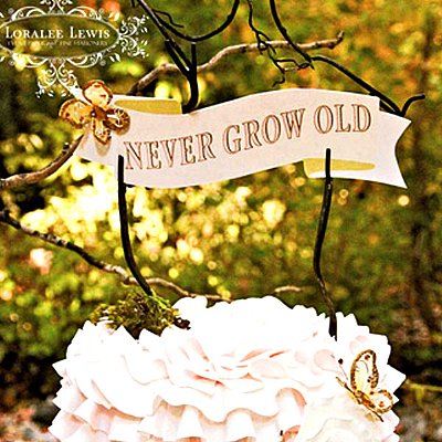 Pixie Fairy 9"  Never Grow Old Scroll Cake Banner