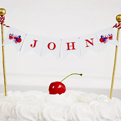 Train Cake Bunting Banner