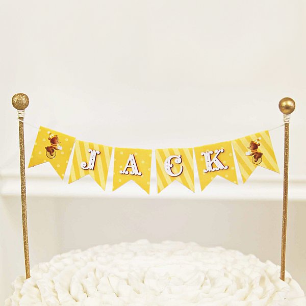 Birthday Bear Cake Bunting Banner