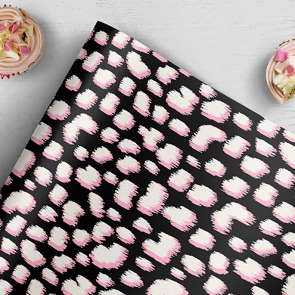 Cheetah Ikat Black & Pink Gift Wrap