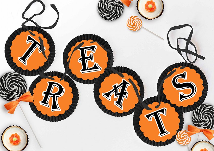 Children's Silhouette Trick or Treat Rosette Banner