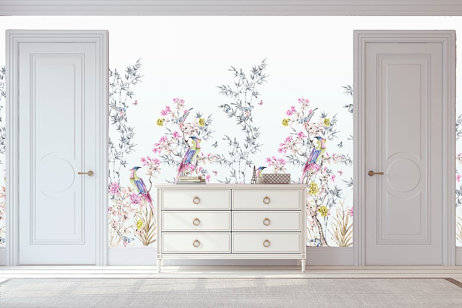 Chinoiserie Beautiful Bird Mural Wallpaper