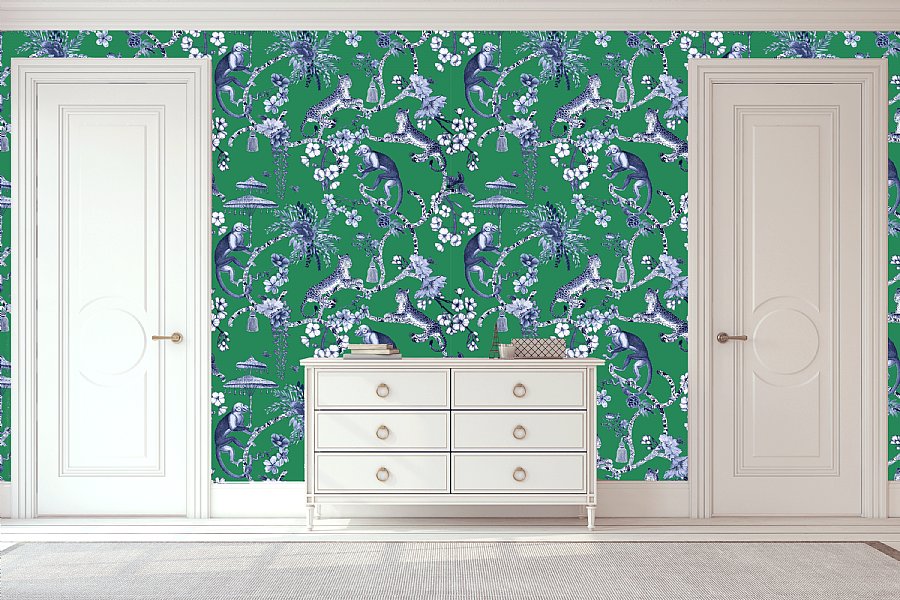 Chinoiserie Jungle Green Wallpaper