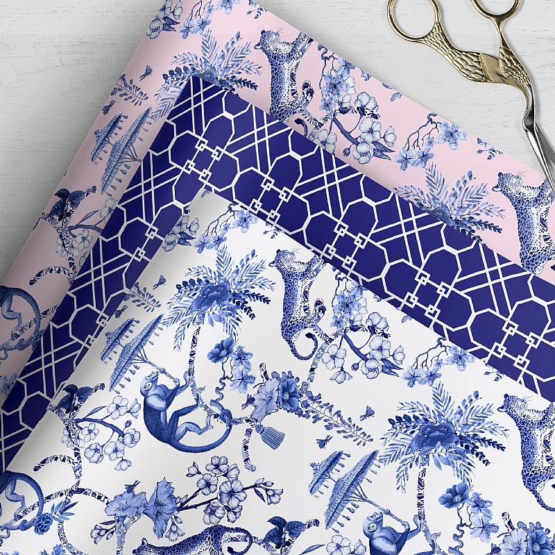 Chinoiserie Jungle Blue Gift Wrap