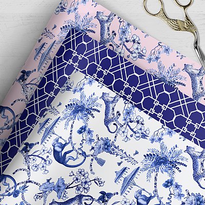 Chinoiserie Jungle Blue I Gift Wrap