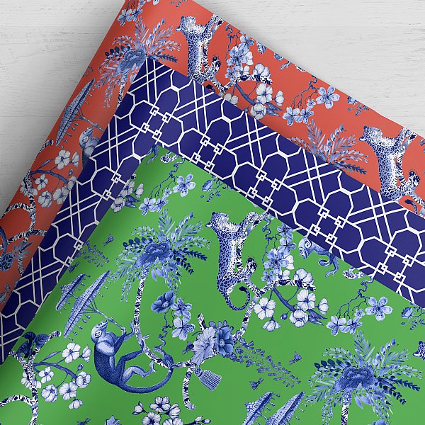 Chinoiserie Jungle Blue II Gift Wrap