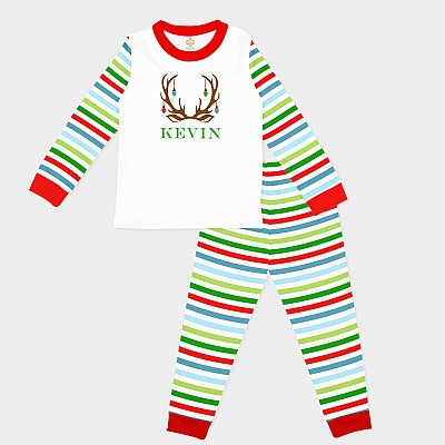 Christmas Deer (Blue) Children's Long Sleeve PJ Set