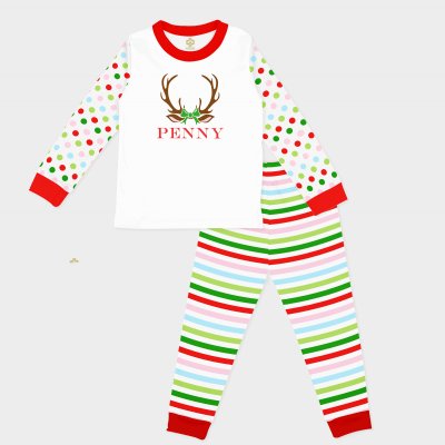 Christmas Deer (Pink) Children's Long Sleeve PJ Set