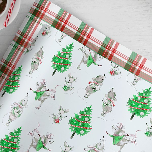 Christmas Mouse Red & Green Collection Gift Wrap 