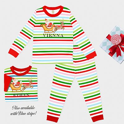 Santa Stripe (Pink) Children's Long Sleeve PJ Set