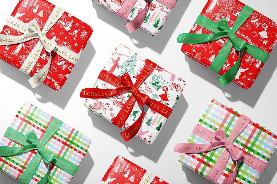 Retro Christmas Toile Gift Wrap