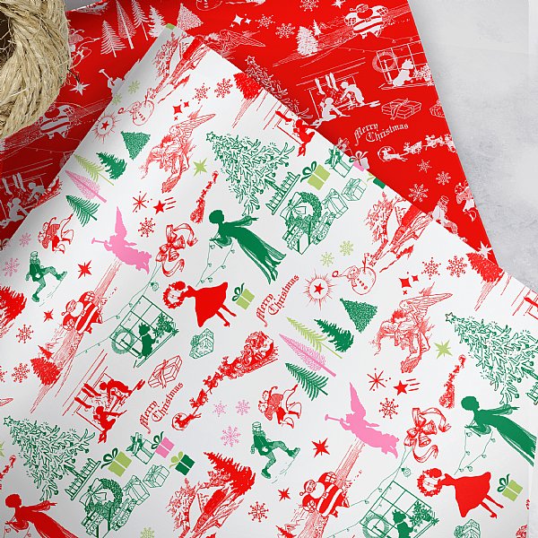 Retro Christmas Toile Gift Wrap