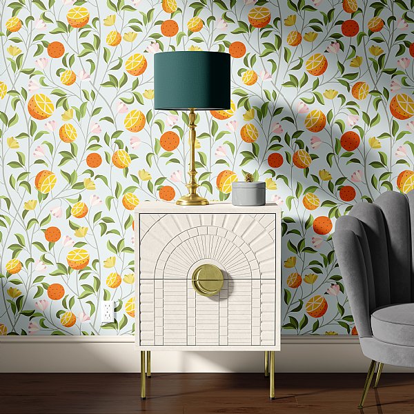 Modern Citrus Chintz Bloom Wallpaper