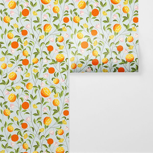 Modern Citrus Chintz Bloom Wallpaper