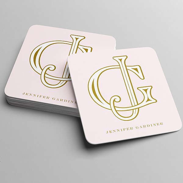 Lenox Monogram Coasters (Light Pink & Gold)