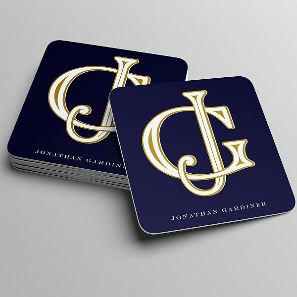 Lenox Monogram Coasters (Navy & Gold)