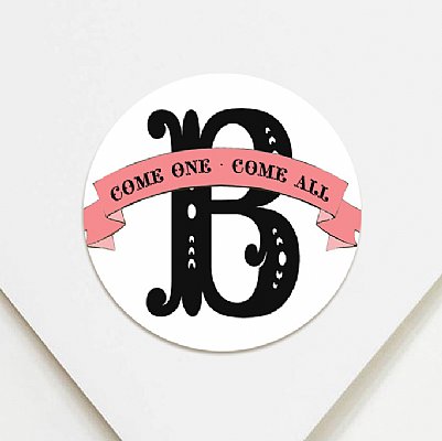 Come One Come All Monogram Circle Stickers