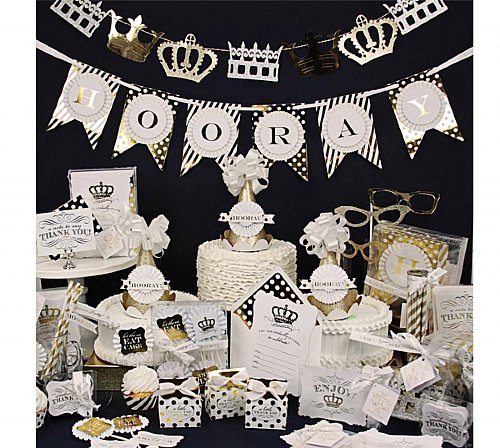 Gold Crown Fill-In-the-Blank Invitation Set