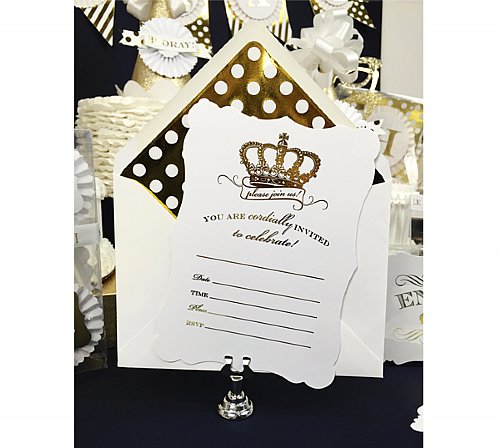 Gold Crown Fill-In-the-Blank Invitation Set
