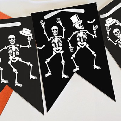Dancing Skeleton Pennant Banner