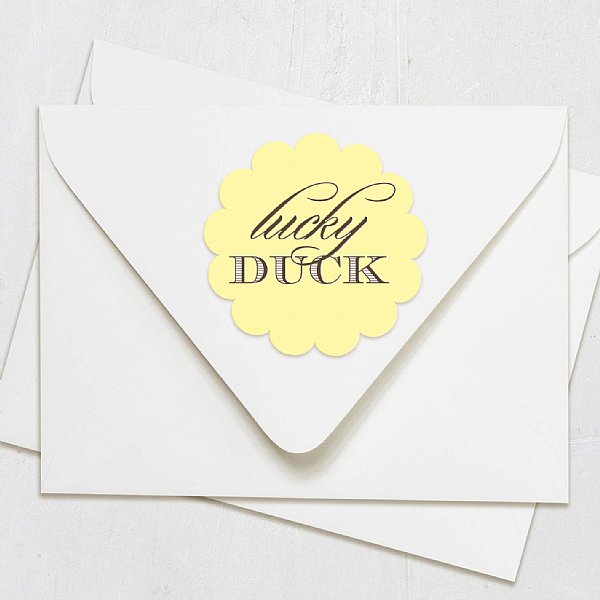 Duckling "Lucky Duck" Scallop Circle Stickers