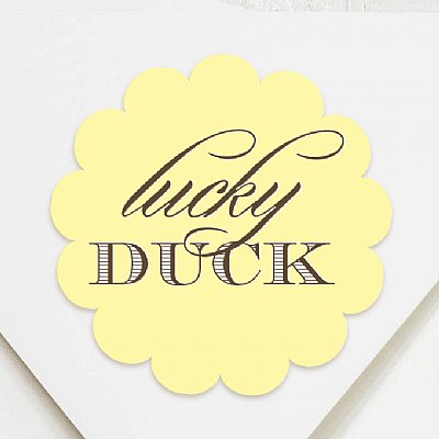Duckling "Lucky Duck" Scallop Circle Stickers