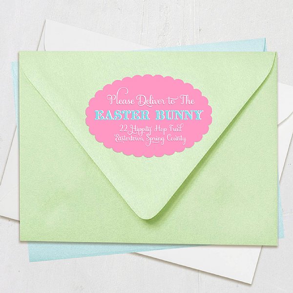 Easter Maypole Scallop Oval Address Labels