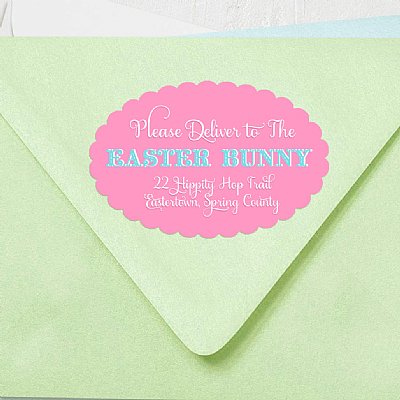 Easter Maypole Scallop Oval Address Labels
