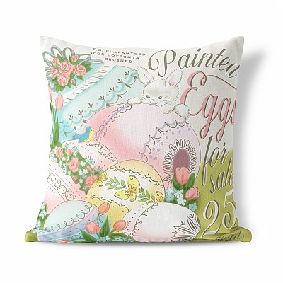 Painted Eggs Easter Pillow