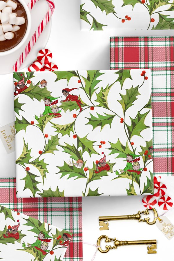 Elves & Holly Gift Wrap