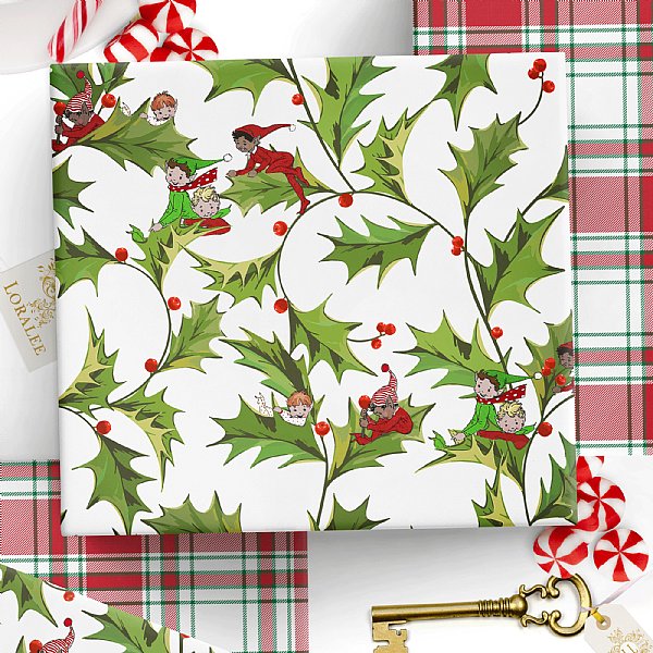 Elves & Holly Gift Wrap