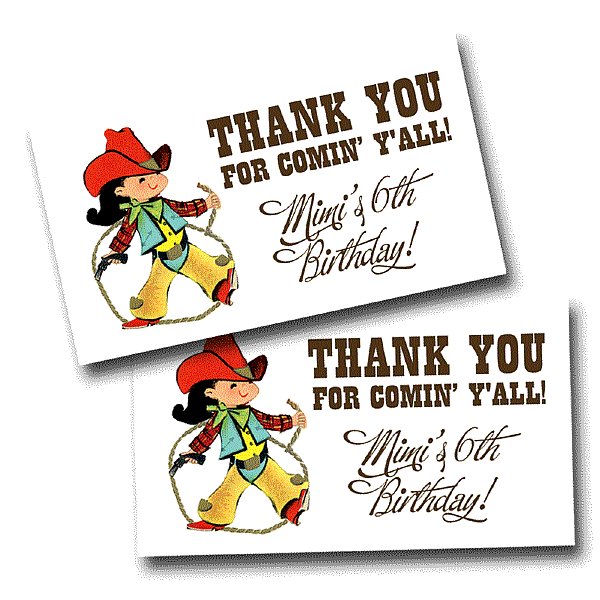 Buckaroo Favor Tags (Cowgirl Version)