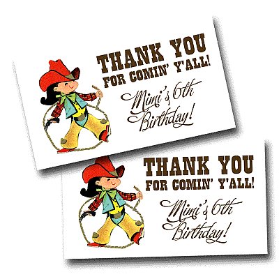 Buckaroo Favor Tags (Cowgirl Version)