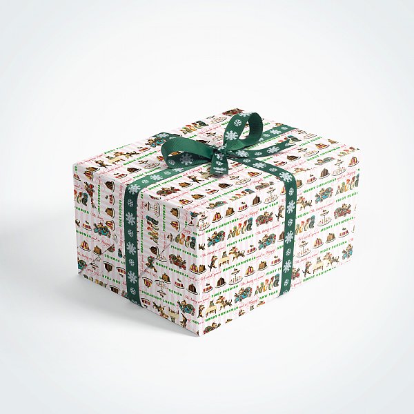 Felines & Figgy Pudding Christmas Gift Wrap
