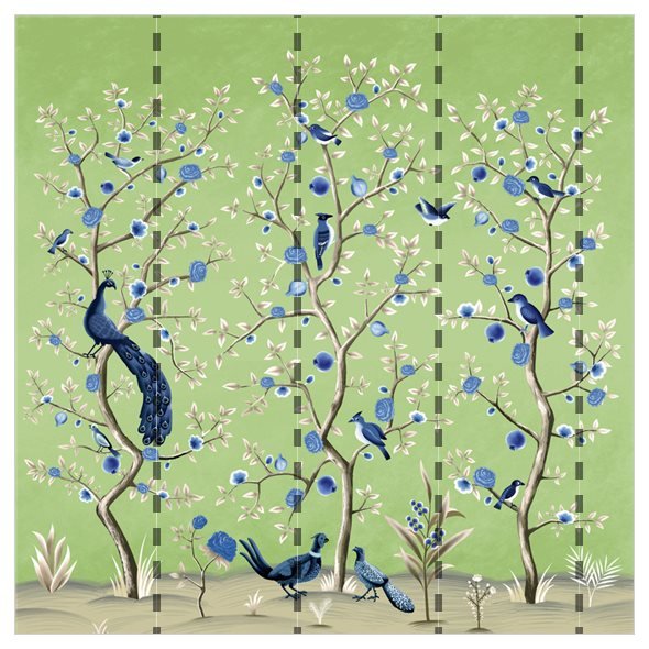 Birds of Happiness Mural Wallpaper (Green)