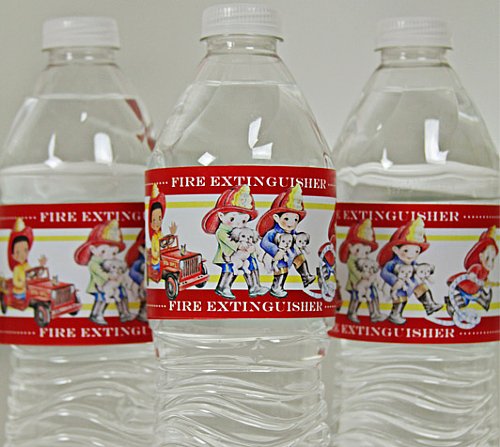 Fireman Water Bottle Labels