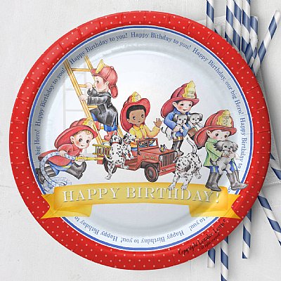 Fireman Paper 9" Dinner Plates