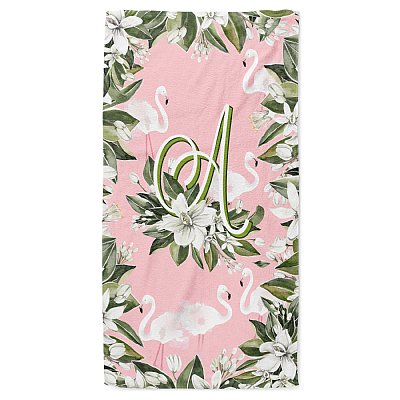 Flamingo Bay Leaf Large Beach Towel